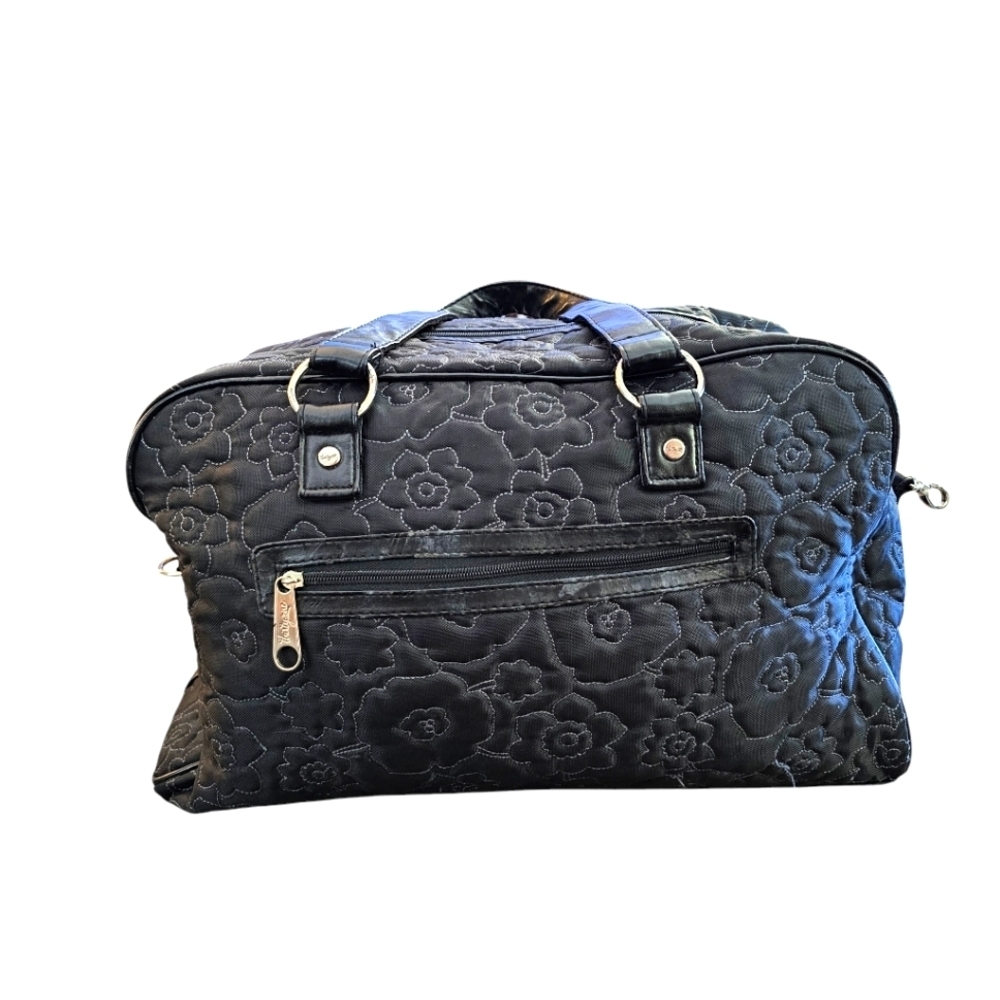 Thirty One City Weekender Tote in Black Quilted Poppy